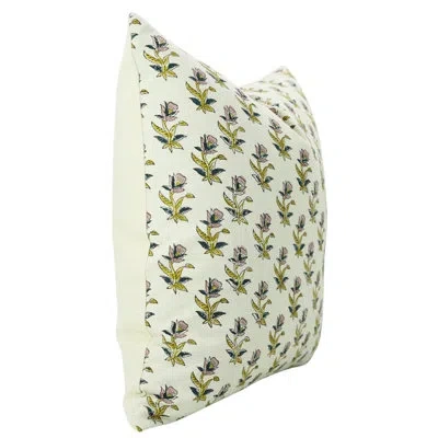 Fabdivine Block Print Cotton Pillowcase Cushion Cover, Spring Summer, Home Decor (coastal Tulip, Pink)