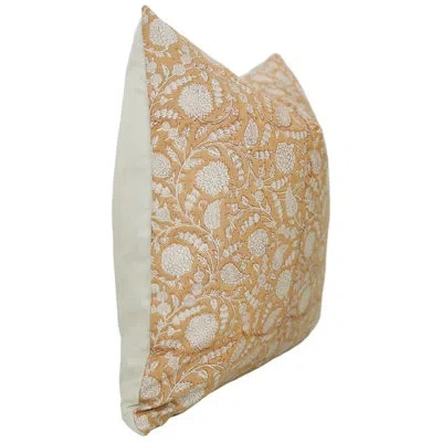 Fabdivine Block Print Cotton Satin, Pillow Cover (gopi, Orange) Set Of 4
