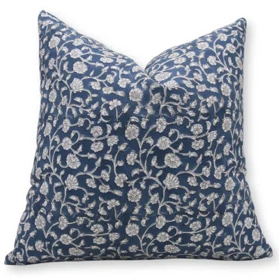 Fabdivine Block Print Duck Canvas  Throw Pillow Covers, Handmade (himachal, Blue) In Beige;navy