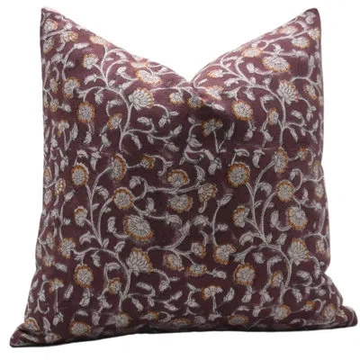 Fabdivine Block Print Duck Canvas  Throw Pillow Covers, Handmade  (himachal, Brown) In Red;beige