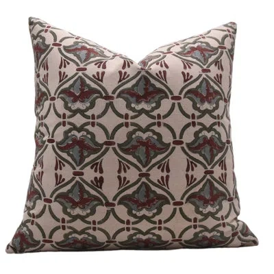Fabdivine Block Print Duck Canvas  Throw Pillow Covers, Handmade  (hridyavan, Green) In Green;red;beige