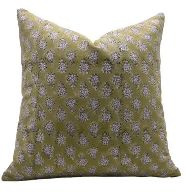 Fabdivine Block Print Duck Canvas  Throw Pillow Covers, Handmade  (jasmine, Green) In Green;purple