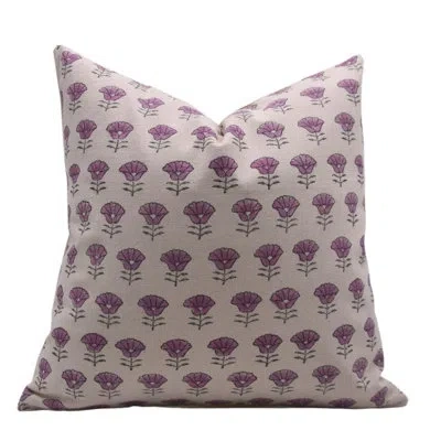Fabdivine Block Print Duck Canvas  Throw Pillow Covers, Handmade  (kohinoor, Pink) In Pink;purple