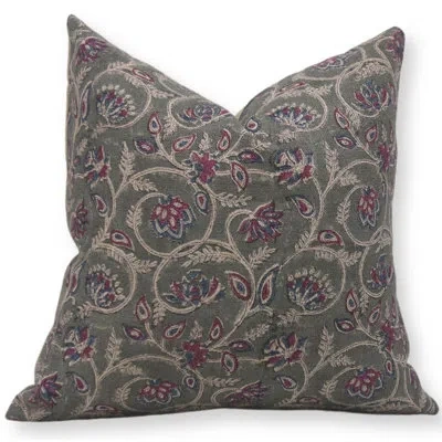 Fabdivine Block Print Duck Canvas  Throw Pillow Covers  (saraswati, Green) In Green;red;beige