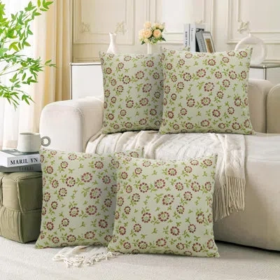 Fabdivine Block Print Floral Handmade Throw Decorative Pillow Case, Cotton Satin In Red Floral 1