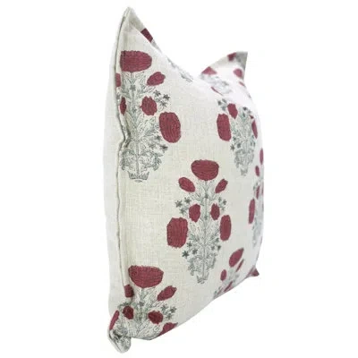 Fabdivine Block Print Handcrafted Double Oxford Edge Linen Cushion Cover Elegant Home Décor Accent- Swades In Maroon