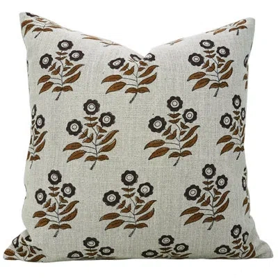 Fabdivine Block Print Lumbar Pillow Cover, Spring Summer, Home Decor (neha, Brown) 12"x20"