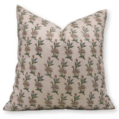 Fabdivine Block Print Pure Linen  Throw Pillow Covers  (deepika, Green) In Green;red;beige