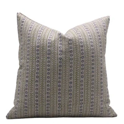 Fabdivine Block Print Pure Linen  Throw Pillow Covers, Handmade  (ethnic Leheriya, Green) In Blue;green;beige
