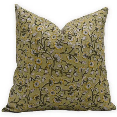 Fabdivine Block Print Pure Linen  Throw Pillow Covers, Handmade (himachal, Yellow) In Gray;yellow
