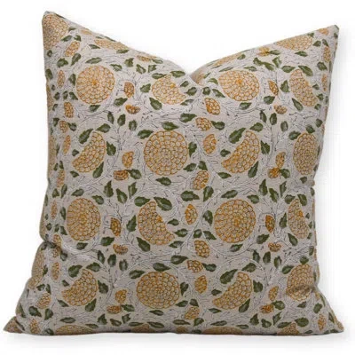 Fabdivine Block Print Pure Linen  Throw Pillow Covers  (karwachauth, Mustard) In Green;beige;yellow