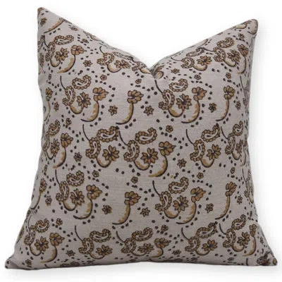Fabdivine Block Print Pure Linen  Throw Pillow Covers  (sajawat, Mustard) In Gray;beige;yellow