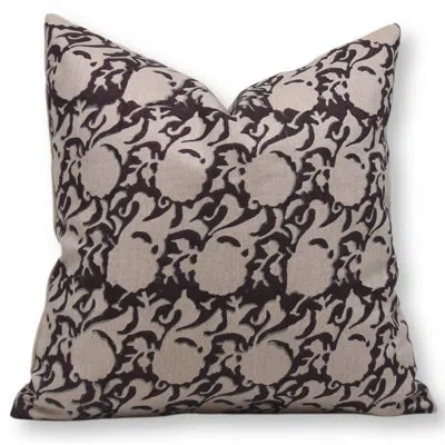 Fabdivine Block Print Pure Linen  Throw Pillow Covers  (zicron, Chocolate Brown) In Brown;beige