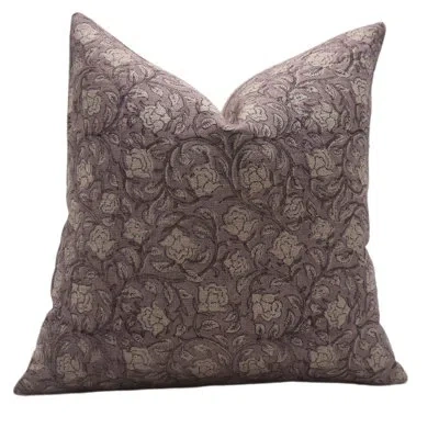 Fabdivine Block Print Thick Linen  Throw Pillow Covers, Handmade  (amritvela, Purple) In White;yellow