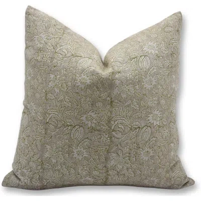 Fabdivine Block Print Throw Pillow Cover Mnkgrrectangular In Green