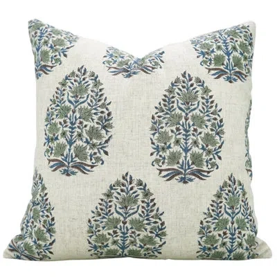 Fabdivine Block Print Throw Viscous Linen Pillow Cover, Spring Summer, (kumud) In Gray