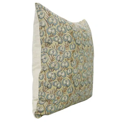 Fabdivine Block Print Viscous Linen Lumbar Pillow Cushion Cover (heart Vine, Blue)