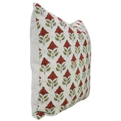 Fabdivine Block Print Viscous Linen Pillow Cushion Cover (mayur, Red)