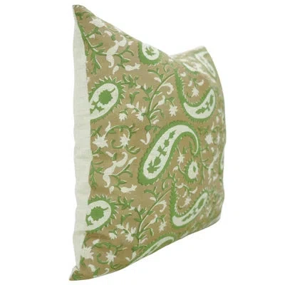 Fabdivine Block Printed Cushion Cover – Artisan Decorative Pillow For Couch, Kiara, Brown, Green