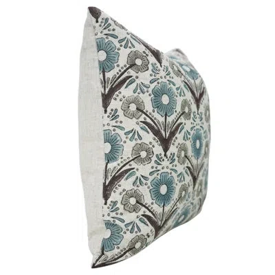 Fabdivine Boho Accent Pillow Cushion Case, Floral Lumbar, Spring Fall, (vanshika) In Blue