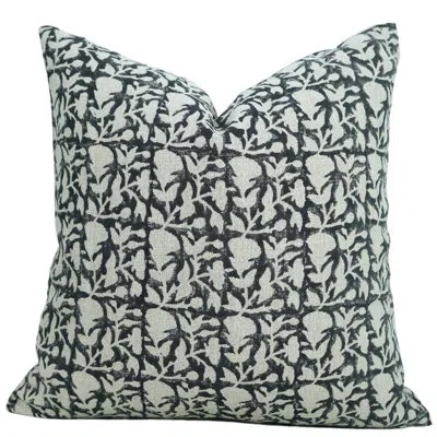 Fabdivine Boho Accent Pillow Cushioncase, Floral Lumbar, Thick Cotton, (mid Night, Black)