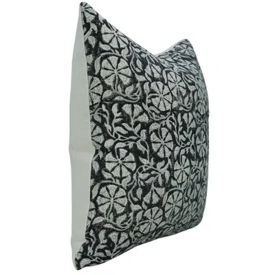 Fabdivine Boho Accent Pillow Cushioncase, Floral, Off-white Cotton, (rudraksh, Black)