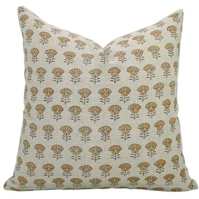 Fabdivine Boho Accent Pillow Cushioncase, Floral, Pure Cotton, (kohinoor, Beige)