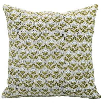 Fabdivine Boho Accent Pillow Cushioncase, Floral, Pure Cotton, (shehnaaz, Green)