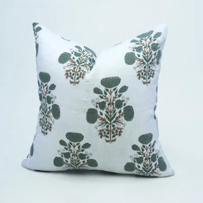 Fabdivine Boho Block Print Pure White Linen Pillow Cover – Decorative Throw Cushion Cover For Sofa, Bed & Home