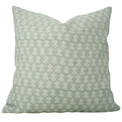 Fabdivine Boho Pillow Cover Block Print Pure Linen, Gray, Traz