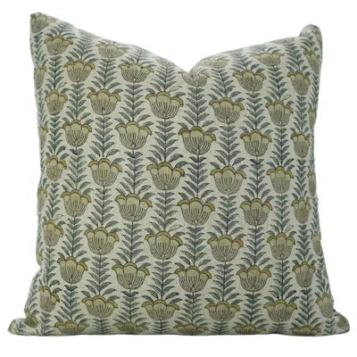 Fabdivine Boho Pillow Cover Floral Printed Thick Linen Brown, Lotus,