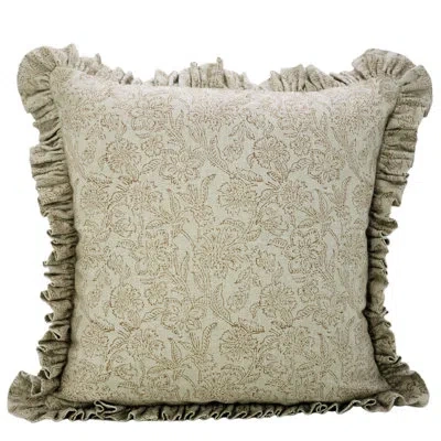 Fabdivine Boho Pure Linen Frill Pillow Cushion Case, Floral Throw Frill, Spring Fall, (jarul) In Brown