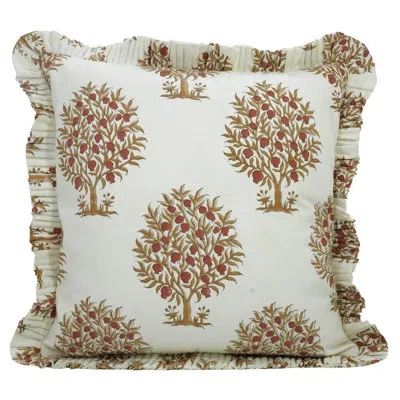 Fabdivine Both Side Frill Cushion Cover – Elegant Handmade Pillow Cover, Anar In Red