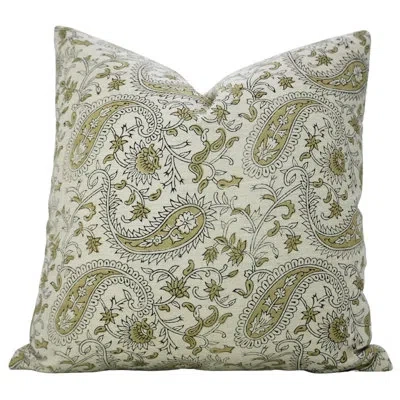Fabdivine Couch Cushion Cover – Hand Block Print Artisanal Pillowcase, Kiara, Green