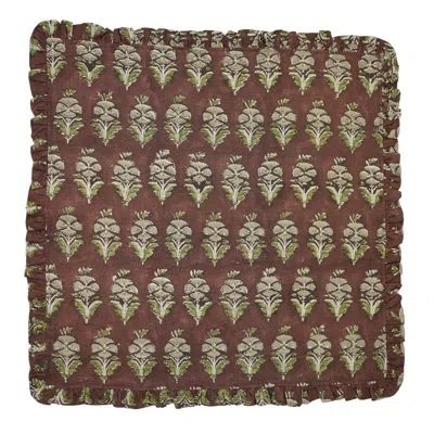 Fabdivine Decorative Frill Napkins 18x18 Inch Perfect For Elegant Dining Set Of 12 Mor Mukut In Choclate Brown