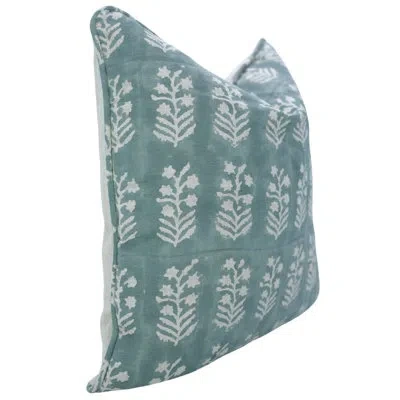 Fabdivine Decorative Linen Cushion Cover With Piping Handmade Block Print Sofa Pillow - Indradhanus In Gray