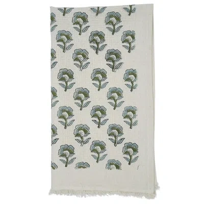 Fabdivine Discover Floral Hand Block Print Cotton Waffle Hand Towels 17x32 Unique Design & Premium Quality (ro In Green
