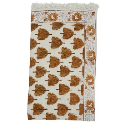 Fabdivine Discover Floral Hand Block Print Cotton Waffle Hand Towels 17x32 Unique Design & Premium Quality (ud In Brown