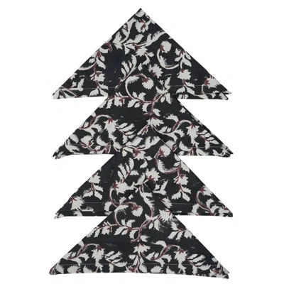 Fabdivine Elegant 18x18 Inch Block Print Napkin – Durable And Stylish, Pushp Varsha, Black In Black;white