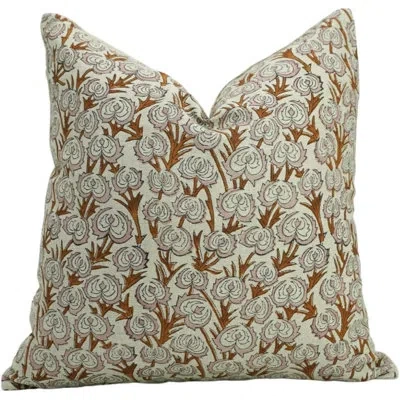 Fabdivine Elegant Cushion Cover Â Block Print Design- Heart Vine In Brown;pink