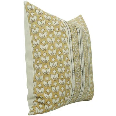 Fabdivine Elegant Cushion Cover Â Block Print Design- Titli Border In Mustard