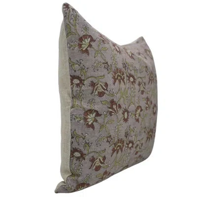 Fabdivine Elegant Hand-block Printed Decorative Cushion Cover, Nayaab, Pink In Brown;pink