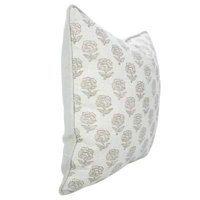 Fabdivine Elegant Handmade Piping Cushion Cover Linen Block Print Pillow For Boho & Modern Interiors- Rohini In Brown