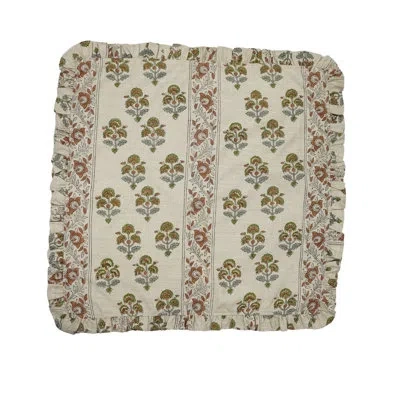 Fabdivine Elegant Ruffle Napkins 18x18 Inch Perfect For Weddings & Events, Set Of 4,traffic Light Bordar In Green Brown