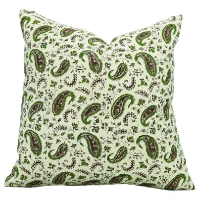 Fabdivine Elegant Thick Cotton Cushion Cover, (kerijaal Border, Green)