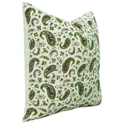 Fabdivine Elegant Thick Cotton Cushion Cover, Lumbar (kerijaal Border, Green)