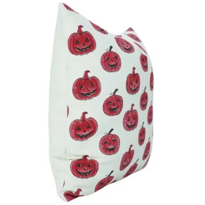 Fabdivine Elegant Thick Cotton White, Block Print, Throw Pillow (red, Pumpkin)