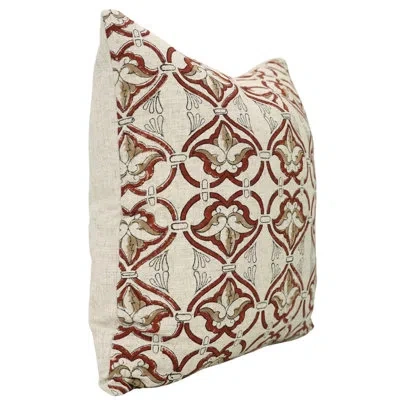 Fabdivine Elegant Viscous Linen Pillowcase Cushion Cover, Block Print, (hridyavan, Red)