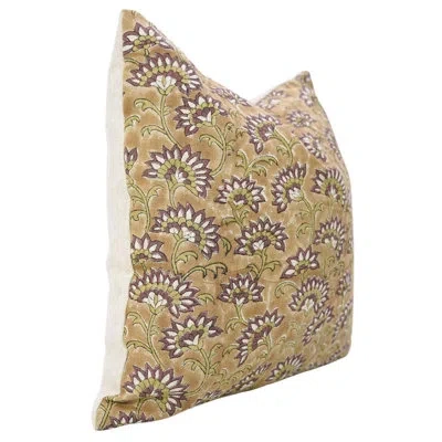 Fabdivine Ethnic Hand Block Cushion Cover – Artisanal Sofa Pillow, Rajnigandha, Chocolate Brown