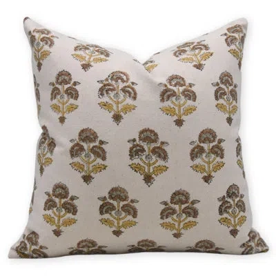 Fabdivine Ethnic Handcrafted Cotton Cushion Cover Block Print Pillow For Sofa Couch Accent Home Décor Traffic  In Brown;beige;yellow